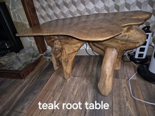 Teak root table for sale  CREWE
