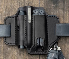 Bolsa de cintura masculina couro de vaca pacote ferramenta faca caneta porta tocha bolsa preta W25, usado comprar usado  Enviando para Brazil