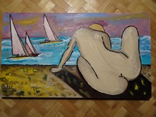 Riginal ölgemälde strand gebraucht kaufen  Taufkirchen