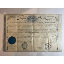 Diplôme maçonnique grand d'occasion  La Rochelle