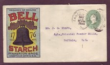 LIBERTY BELL en Anuncio de Almidón - Color Increíble en 1889 OHIO a Cubierta de Nueva York - ¡WoW!! segunda mano  Embacar hacia Mexico
