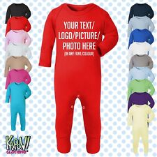 Terno de dormir personalizado Baby Grow ROMPER presente - escolha texto/logotipo - 16 cores comprar usado  Enviando para Brazil