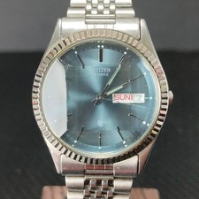 Usado, Citizen Vintage Relógio Analógico de Quartzo Anos 80 Corte Vidro Moldura Canelada Dia Data Usado comprar usado  Enviando para Brazil