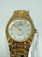 Relógio de pulso feminino Waltham folheado a ouro pepita quartzo diamante - Nova bateria comprar usado  Enviando para Brazil