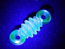 Isolador de bobina de tensão de rádio de vidro transparente antigo 3 5/8" osso de cachorro UV brilha verde comprar usado  Enviando para Brazil