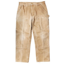 Calça masculina vintage Carhartt 36X30 bege carpinteiro joelho duplo roupa de trabalho Dungaree comprar usado  Enviando para Brazil