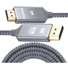 Używany, DisplayPort na kabel HDMI 3 m 4K UHD Pleciony adapter do PC TV na sprzedaż  PL