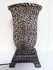 Abajur de mesa/luz vintage elétrico estampa de leppardo tecido sombra 12x7" , usado comprar usado  Enviando para Brazil