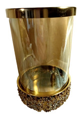 LG. PILAR 3 X 3 CASTIÇAL Vidro ~ BANDA FLORAL DE STRASS NA PARTE INFERIOR 8,5"T comprar usado  Enviando para Brazil