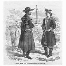 POLAND Chłopi sąsiedztwa Krakowa - Antique Print 1863 na sprzedaż  Wysyłka do Poland