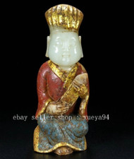 Estátua de pessoa 5"" antiga chinesa da dinastia Tang Hetian jade dourada pintura comprar usado  Enviando para Brazil