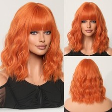 Perucas de cabelo encaracolado ondulado curto bob com franjas peruca sintética para cosplay feminino - comprar usado  Enviando para Brazil
