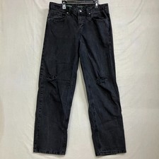 Jeans jeans folgado Wild Fable feminino tamanho 4 preto cintura super alta joelho desgastado comprar usado  Enviando para Brazil