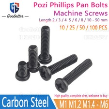Parafusos Pozi Phillips Pan máquina parafusos cabeça de botão preto M1 M2 M2.5 M3 M4 M5 M6 comprar usado  Enviando para Brazil