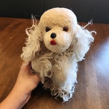 Usado, Vintage 10" Poodle mix Filhote de Pelúcia Brinquedo Cachorro Branco Encaracolado Cabelo/Pele Real? Antigo? comprar usado  Enviando para Brazil