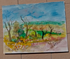 Usado, Roland DUBUC (1924-1998) grande aquarelle  Paysage méridional 65 x 40 cm comprar usado  Enviando para Brazil