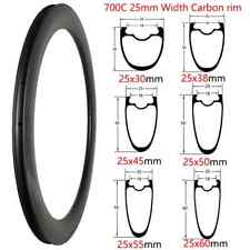 Bicicleta de estrada 700C aros de carbono 25mm largura clincher roda tubular UD 3K fosco brilhante comprar usado  Enviando para Brazil