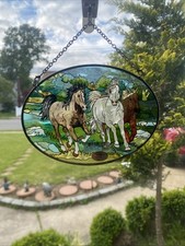 Vitral Amia Studio apanhador de sol arte fina cavalos correndo LINDO comprar usado  Enviando para Brazil