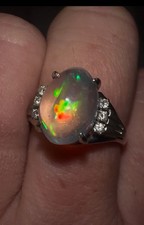 Usado, Raro anel de diamante natural opala contra luz mexicana platina $4000 Pt900 tamanho 7,5 comprar usado  Enviando para Brazil