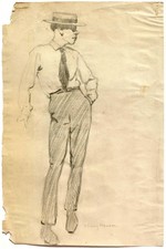 Dewey Albinson - Esboço de figura original assinado - Desenho em papel de jornal - década de 1920 comprar usado  Enviando para Brazil
