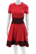 Vestido Alexander McQueen Feminino Manga Curta Linha A Vermelho Preto Tamanho Pequeno, usado comprar usado  Enviando para Brazil
