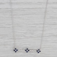 Novo Colar Pingente de Flor de Safira Azul 0,15 ctw Corrente de Cabo de Ouro Branco 10k comprar usado  Enviando para Brazil