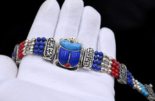 RARO ANTIGUO EGIPCIO ANTIGÜEDADES Brazalete Escarabajo Hecho Plata Con Piedras Preciosas segunda mano  Embacar hacia Mexico