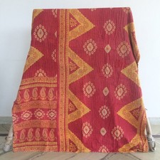 Colcha Kantha vintage indiana feita à mão reversível colcha solteiro algodão cobertor comprar usado  Enviando para Brazil