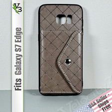 Capa carteira para Galaxy S7 Edge -Marrom claro | Couro sintético acolchoado | Bolso de pressão comprar usado  Enviando para Brazil