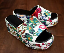 Sandálias plataforma biqueira aberta feminina RZ branca e vermelha floral wedges tamanho 8.5 | 40 UE comprar usado  Enviando para Brazil