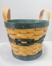 Manga de cesta redonda de plástico tecido Krasco plástico reciclado 12"A X 10,5"D comprar usado  Enviando para Brazil