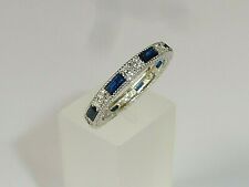 Anel feminino prata esterlina 925 safira azul e branca anel de eternidade total comprar usado  Enviando para Brazil