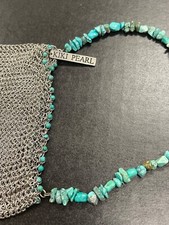 Bolsa vintage de malha corrente KIKI PEARL com alça turquesa comprar usado  Enviando para Brazil
