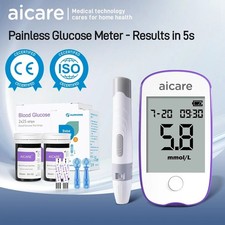 Usado, Aicare Sangre Glucosa Metro Diabetes Probador 50/100 Test Tiras Lancetas Médico comprar usado  Enviando para Brazil