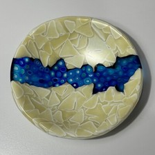 Tigela pequena Hegland bugigangas Rivers Edge Series vidro fundido creme e azul 5" comprar usado  Enviando para Brazil
