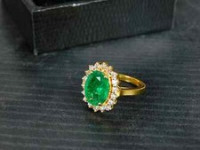 Anel de casamento oval natural esmeralda e diamante 4,94 quilates acabamento em ouro amarelo 14k 8 comprar usado  Enviando para Brazil