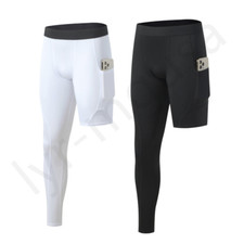Usado, Calças masculinas de ginástica meia-calça corrida meninos basquete esportes uma perna calça com bolso comprar usado  Enviando para Brazil