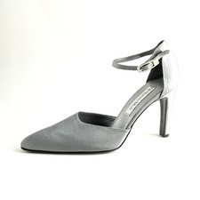 Nando Muzi Sandalias Tira en Tobillo Tacones Plata Satén Mujer US 8 Eu 38 comprar usado  Enviando para Brazil