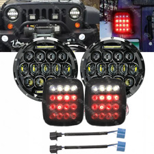 Para 97-06 Jeep Wrangler TJ 4 peças faróis de LED feixe DRL alto baixo + kit de lanternas traseiras comprar usado  Enviando para Brazil