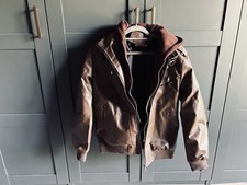 Lederjacke braun kapuze gebraucht kaufen  Mücheln