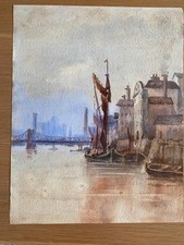 Watercolour london barges for sale  UK