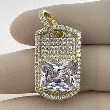 Pingente masculino de moissanita real corte princesa 2,40 ct folheado a ouro amarelo 14K, usado comprar usado  Enviando para Brazil