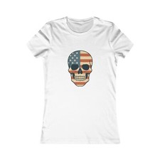 Camiseta caveira bandeira americana, camiseta gráfica feminina, camisa, casual [...] comprar usado  Enviando para Brazil