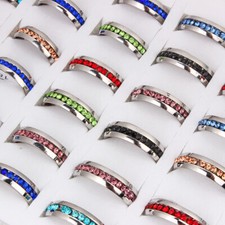 20 peças de anéis de aço inoxidável com mistura de cores de strass atacado lotes de joias da moda comprar usado  Enviando para Brazil