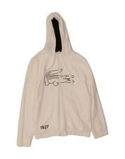Suéter com capuz masculino LACOSTE gráfico com zíper tamanho 3 pequeno algodão branco BM03 comprar usado  Enviando para Brazil
