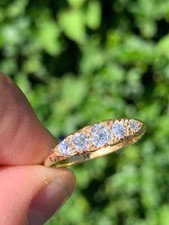 Anel antigo de ouro 18 quilates com diamante corte antigo 5 pedras comprar usado  Enviando para Brazil