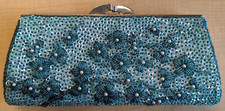 RARO VINTAGE Bolsa de Embreagem Azul Aqua Frisada Formatura Casamento Formal Exclusiva comprar usado  Enviando para Brazil