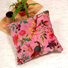 2 peças capa de almofada de veludo rosa com estampa de pássaro nova feita à mão 18x18" capas de travesseiro comprar usado  Enviando para Brazil
