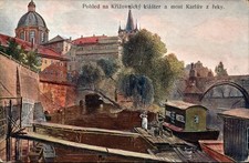 Stara Praha , Pohled na Krizovnicky klaster a most Karluv z reky na sprzedaż  Wysyłka do Poland