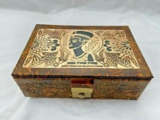 Egyptian Couro Camelo Caixa De Jóias Rainha Nefertiti Black Gold 9.25" X 6.5" #150 comprar usado  Enviando para Brazil